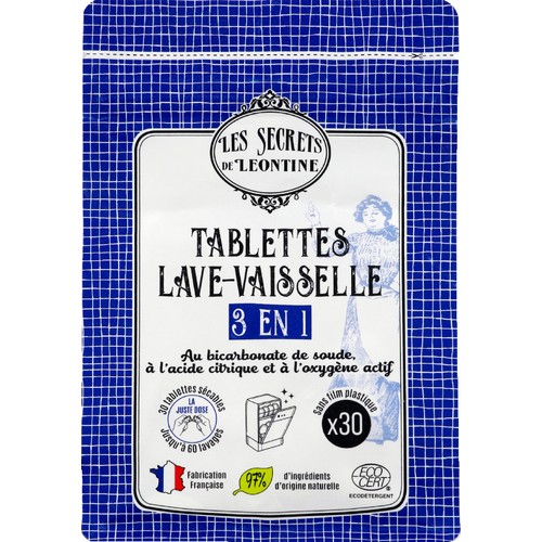 Les Secrets Léontine Tablettes lave 3 en 1 vaisselle 30 pastille
