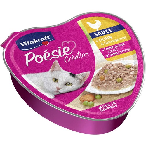 Vitakraft Poésie création Pâtée pour Chat Adulte en Sauce Poulet Légumes Sans Sucre Ajouté Sans Céréales 85g