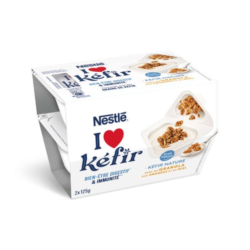 Nestlé Kéfir Nature avec Granola Amandes et Miel  2x125g
