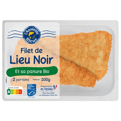 Assiette Bleue filet de lieu noir msc Panure bio 200g