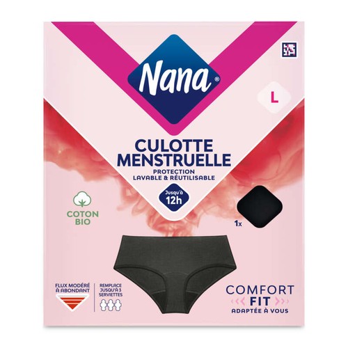 Nana Intime wear Culotte Menstruelle Noir en Coton Bio Taille L x1