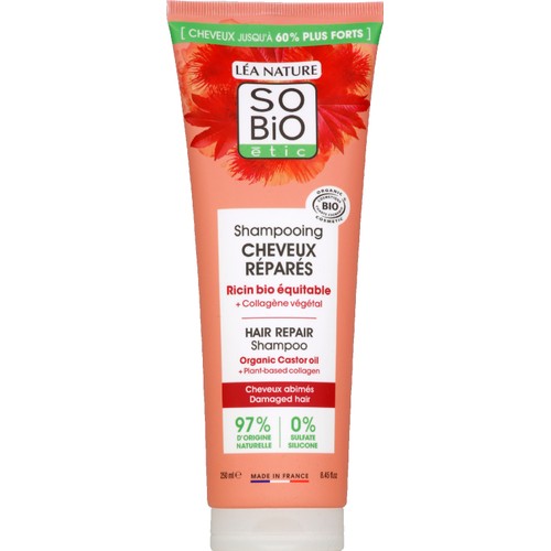 SO'BiO Étic Shampooing Cheveux réparés Ricin Bio 250ml