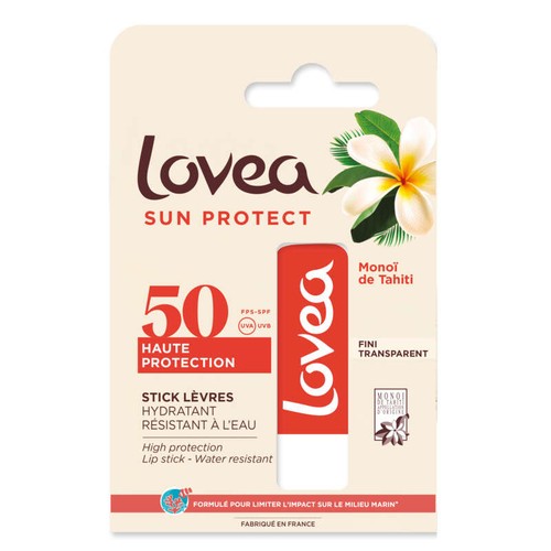 Lovea Stick Lèvres Très haute Protection SPF50 au Monoï de Tahiti 4g