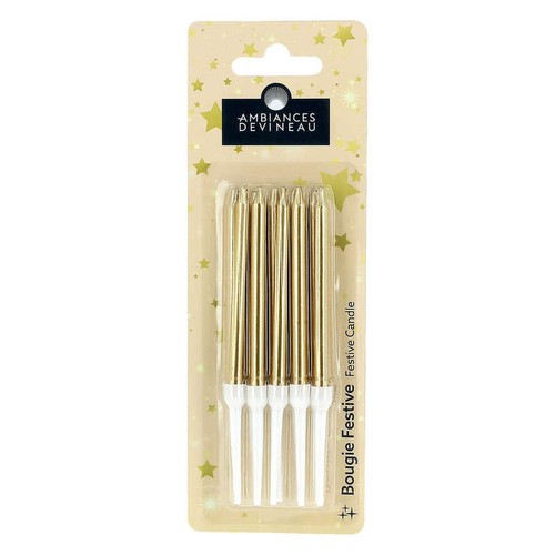 Ambiances Devineau Bougies de cérémonie Or et longues bobèches x10