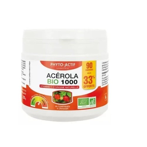 Phyto-Actif Acérola Bio 1000 60 Comprimés + 30 Comprimés Offerts