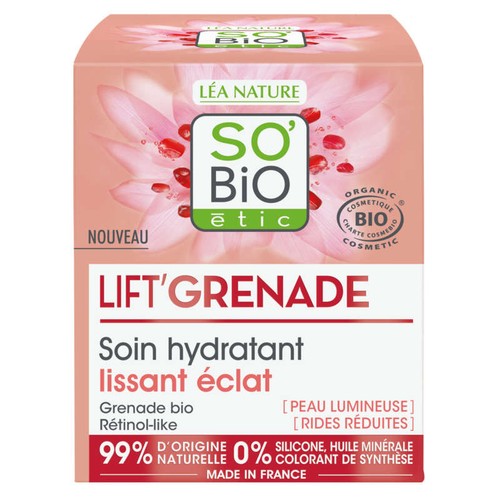 SO'BIO Étic Lift'Grenade Soin Hydratant Lissant Éclat Bio 50ml