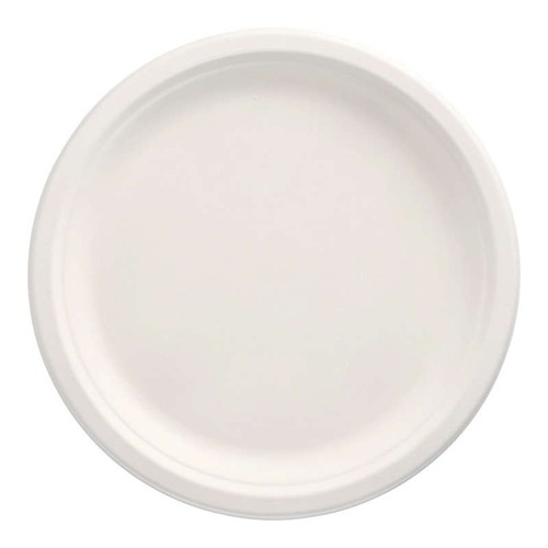 Papstar Assiettes en canne à sucre "pure" Ø 26 cm 2 cm blanc x12