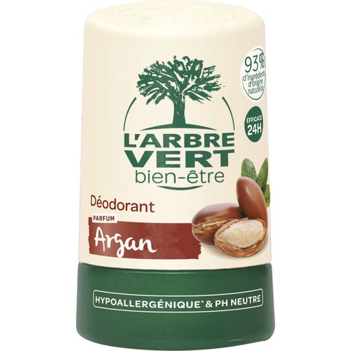 L'Arbre Vert Déodorant Argan & Hamamélis Sans alcool 24H 50ml