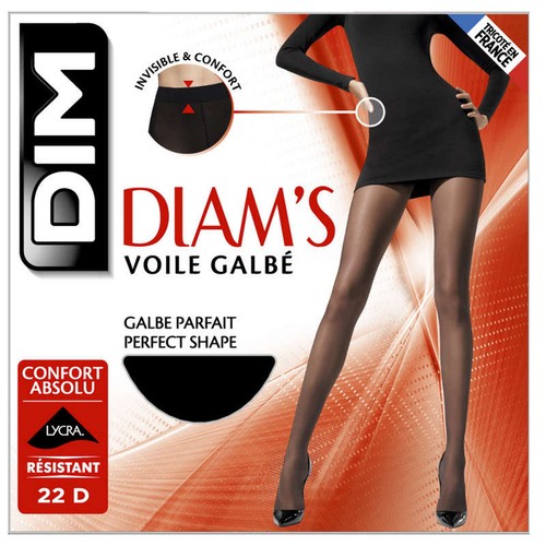 Collant Voile Galbé, Noir, 22D, Diam'S, DIM - T1