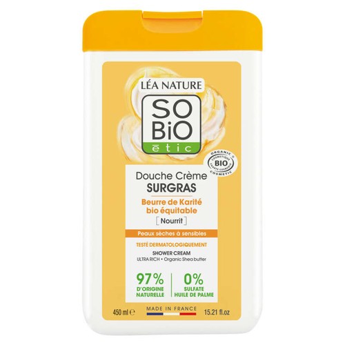 Sobio etic Crème douche surgras huile de karité bio 450ml