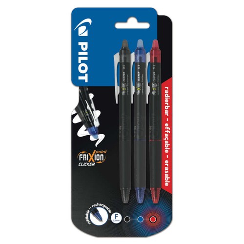 Frixion Point Clicker Noir Bleu Rouge  0.5 fin x3