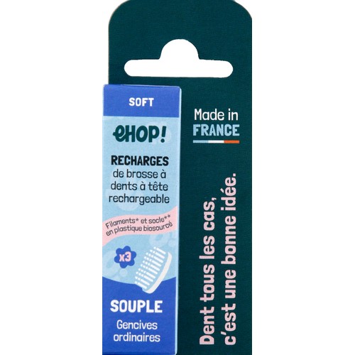 eHOP! Têtes de brosse à dents Modèle adulte souple x3