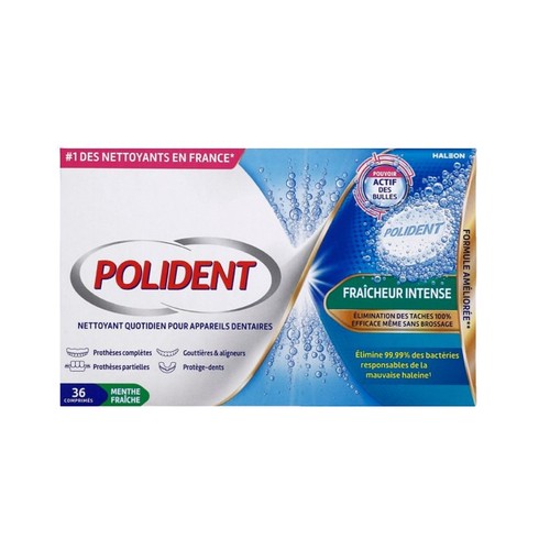 Polident Fraîcheur Intense nettoyant Pouvoir actif x36 comprimés