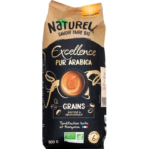 Naturela Excellence Café en grains pur arabica Bio 900g
