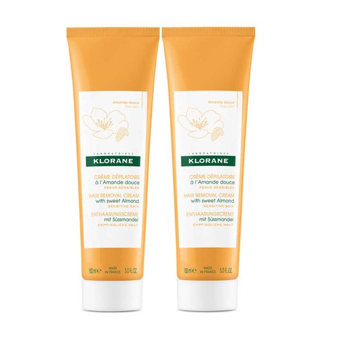 Klorane Crème dépilatoire à l'Amande douce pour Peaux sensibles Offre spéciale 2x150ml