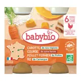 Babybio Petits Pots Carotte Butternut Poulet Fermier Dès 6 Mois 2x200g
