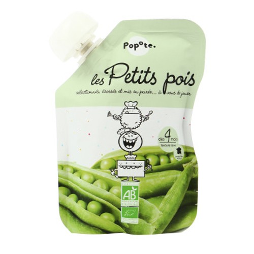 Popote Gourde de Petits Pois Dès 4 Mois Bio 120g