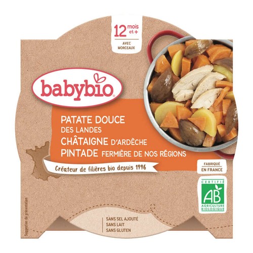 [Par Naturalia] Babybio Assiette Patate Douce, Châtaigne Et Pintade 12M Bio 230g