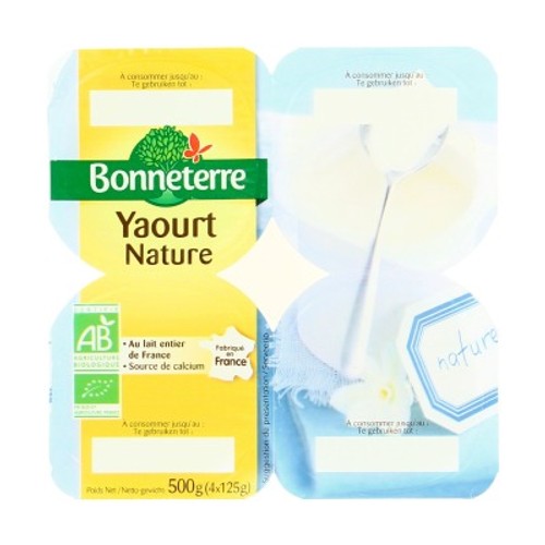[Par Naturalia] Bonneterre Yaourt Nature Au Lait Entier Bio 4x125g