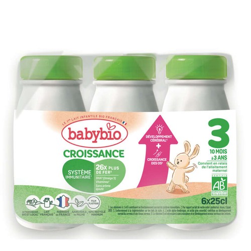[Par Naturalia] Babybio Lait Croissance dès 10 mois Bio 6x25cl