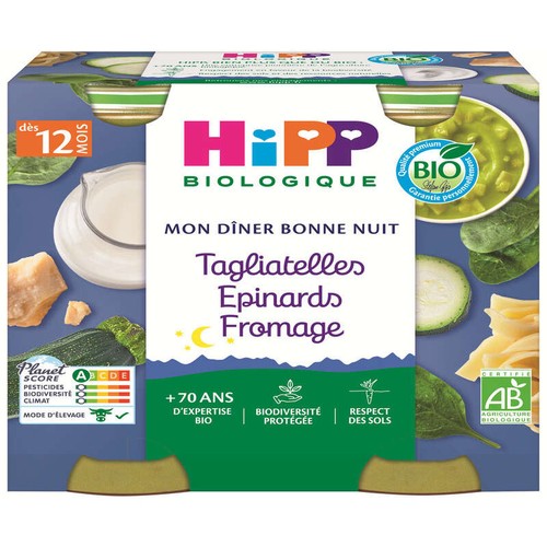 [Par Naturalia] Hipp Biologique Tagliatelles Épinard Fromage Bio, Dès 12 Mois