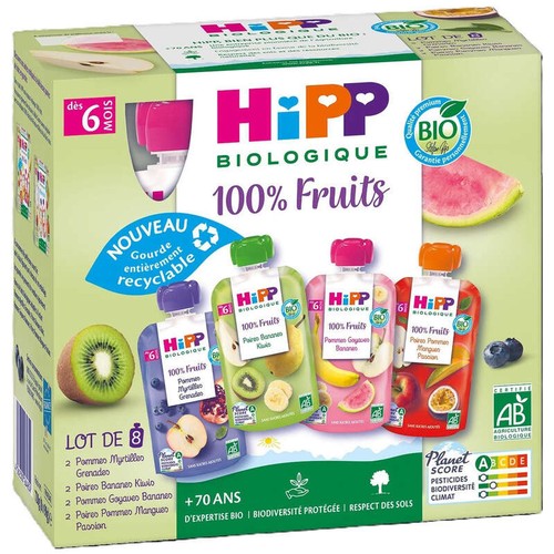 [Par Naturalia] Hipp Biologique Purées De Fruits 4 Variétés, Dès 6 Mois