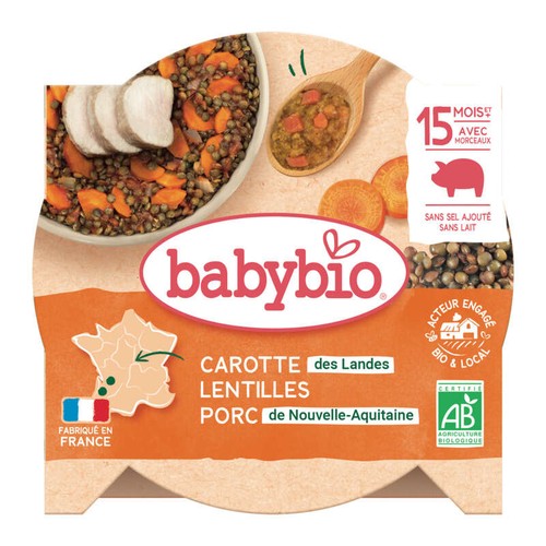 [Par Naturalia] Babybio Cassolette De Carotte Lentilles Et Porc Des 15M Bio