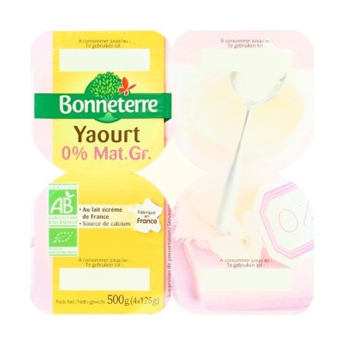 [Par Naturalia] Bonneterre Yaourt Au Lait Écrémé 0% Bio 4x125g