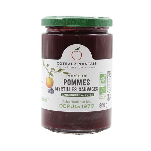 [Par Naturalia] Coteaux Nantais Purée Pommes Myrtille Sans Sucres Ajoutés Bio 360g