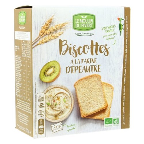 [Par Naturalia] Moulin Du Pivert Biscottes À La Farine D'Épeautre Sans Sucres Bio 270g