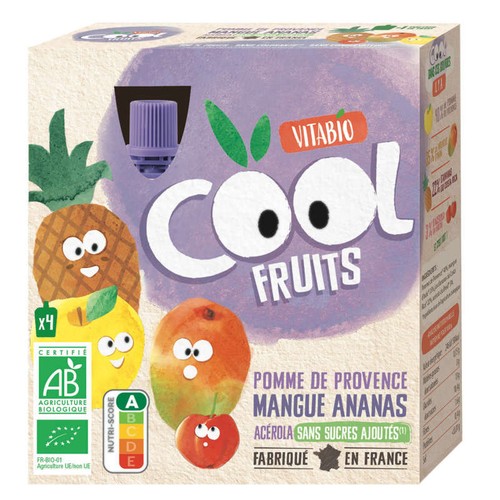 [Par Naturalia] Vitabio Cool Fruits Pomme Mangue Ananas Bio 4x90g