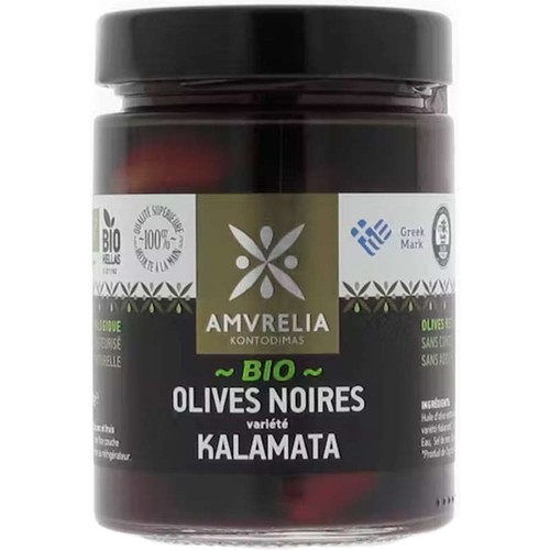 Amvrelia Olives Noires Bio Variété Kalamata 180g
