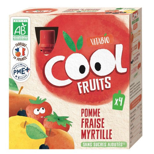 [Par Naturalia] Vitabio Cool Fruits Pomme Fraise Myrtille & Acerola Bio 4x90g