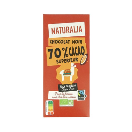 Naturalia Chocolat Noir 70% cacao supérieur 100g