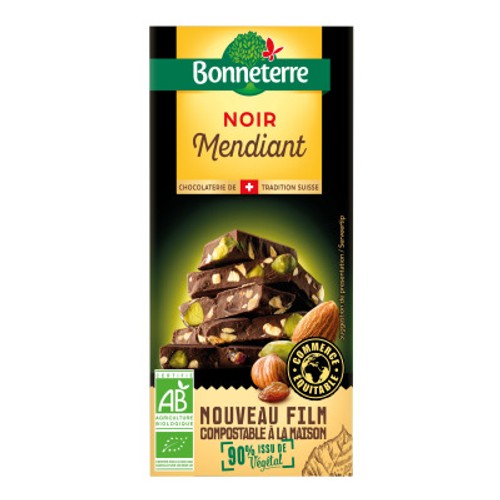 [Par Naturalia] Bonneterre Chocolat Noir Mendiant Bio 100g