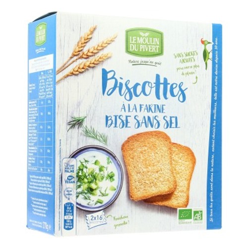 [Par Naturalia] Moulin Du Pivert Biscottes À La Farine Bise Sans Sel Sans Sucres Bio 270g