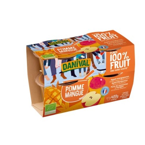[Par Naturalia] Danival Dessert Pomme Mangue Sans Sucres Ajoutés Bio 4x100g