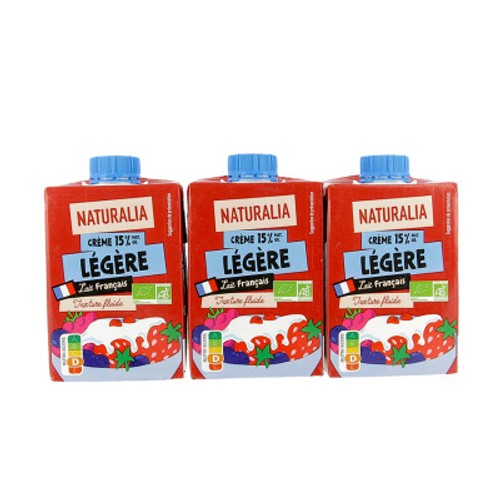 Naturalia crème légère 15%mg Bio 3x20cl