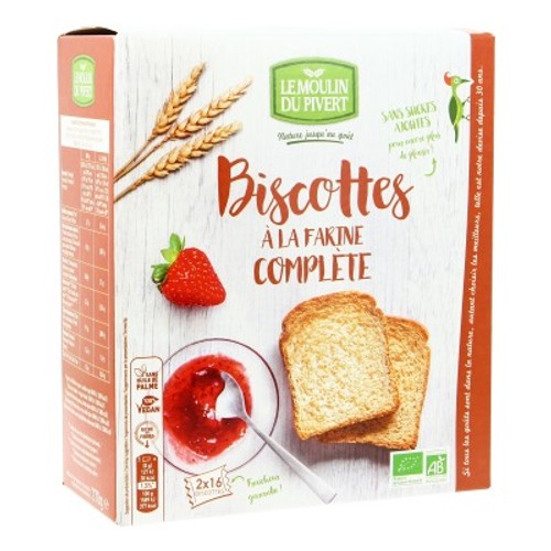 [Par Naturalia] Moulin Du Pivert Biscottes À La Farine Complète Sans Sucres Bio 270g