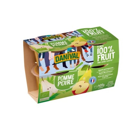[Par Naturalia] Danival Dessert Pomme Poire Sans Sucres Ajoutés Bio 4x100g