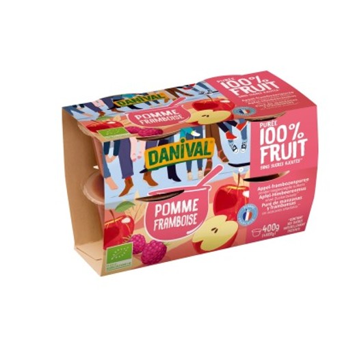 [Par Naturalia] Danival Purée Pomme Framboise Sans Sucres Ajoutés Bio 4x100g