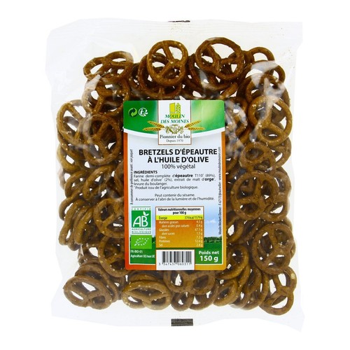 Moulin Des Moines Bretzels D'Épeautre À L'Huile D'Olive Bio 150g