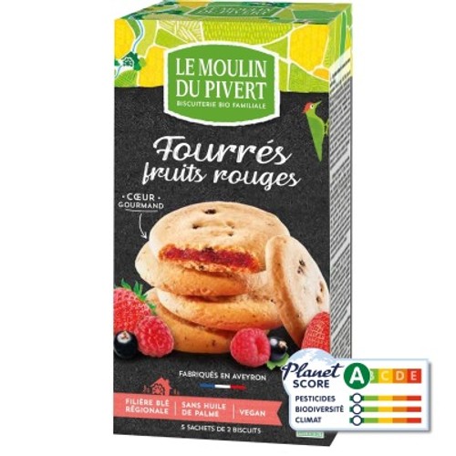 [Par Naturalia] Moulin du Pivert Biscuits Fourrés Fruits Rouges Bio 175g