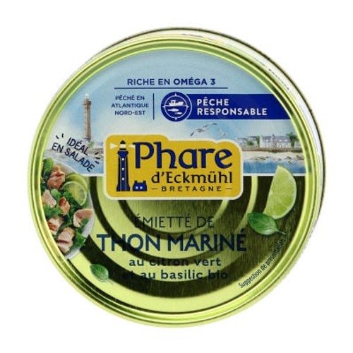 Phare d'Eckmühl Emietté de Thon Mariné au Citron Vert & Basilic Bio 115g