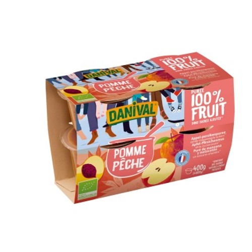 [Par Naturalia] Danival Purée Pomme & Pêche Sans Sucres Ajoutés Bio 4x100g