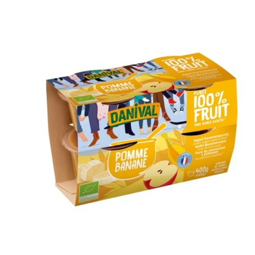 [Par Naturalia] Danival Dessert Pomme Banane Sans Sucres Ajoutés Bio 4x100g