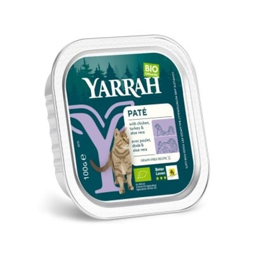 Yarrah Pâtée Poulet, Dinde & Aloe Vera Pour Chat Bio 100g