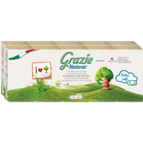 Grazie Natural Mouchoirs en Papier Extra Doux 100 % recyclées x10 246g