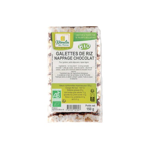 [Par Naturalia] Moulin des Moines Galette de riz nappées chocolat Bio 160g