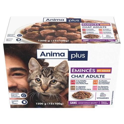 Casino Anima Plus Emincés en Sauce Chat Adulte x12 Pochons - 1200g